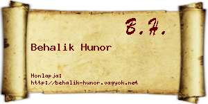 Behalik Hunor névjegykártya